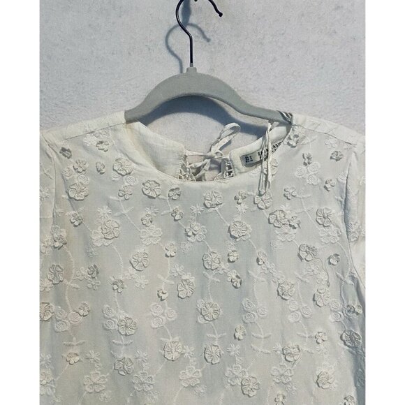 Zara Dress Womens Medium Ivory Crochet Lace Trim Open Back Cottagecore Fairy - Picture 3 of 9